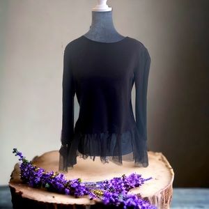 Drew Tule Peplum black blouse.